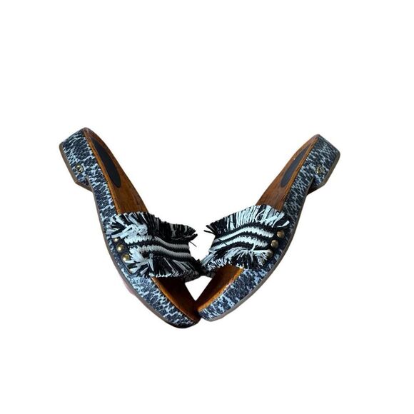 Coach Brayden Rafia Leather Sandals Slides size 6.5 - Picture 5 of 11